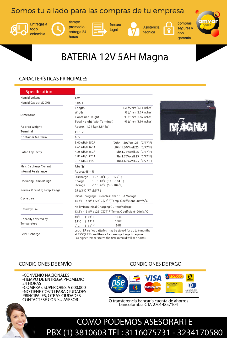  BATERIA 12V 5AH Magna