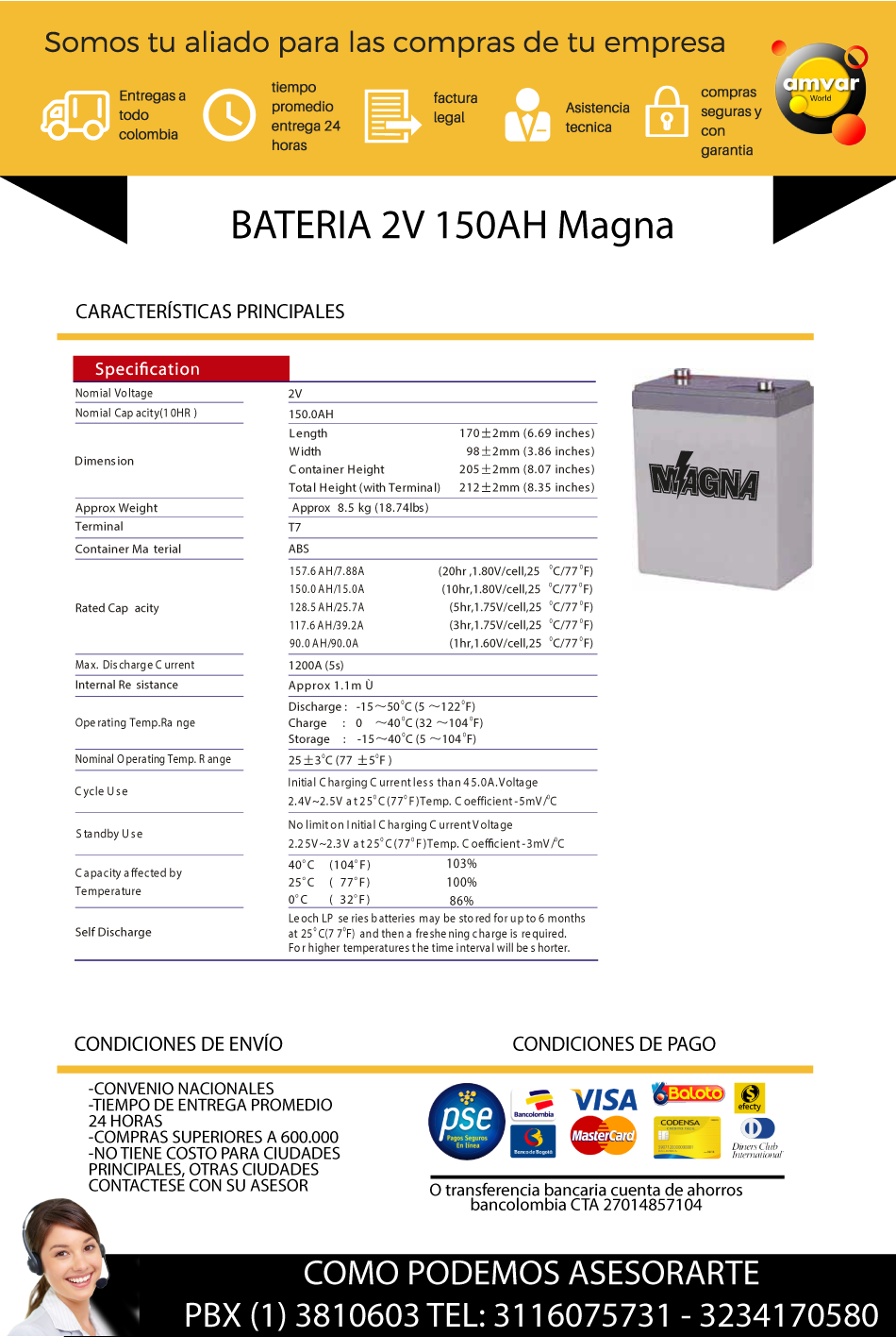  BATERIA 2V 150AH Magna