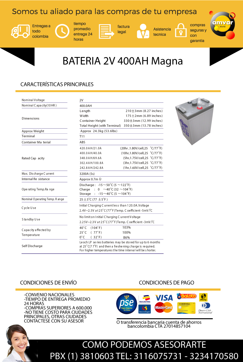 BATERIA 2V 400AH Magna