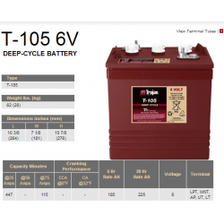 Bateria trojan T-105 6v 225ah battery